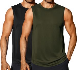 تي شيرت بدون اكمام للرجال للتمارين الرياضية وصالة الالعاب الرياضية، قمصان بدون اكمام جيدة التهوية للجري