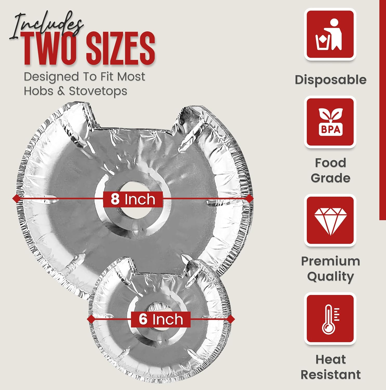 اغطية موقد كهربائي من الالومنيوم (عبوة من 50 قطعة) - صواني تنقيط للموقد الكهربائي للاستعمال مرة واحدة، بطانات موقد مستديرة من الرقائق المعدنية مقاس 6 و8 انش للموقد الكهربائي، اغطية علوية للموقد، أزرق 2 اغطية موقد كهربائي من الالومنيوم (عبوة من 50 قطعة) - صواني تنقيط للموقد الكهربائي للاستعمال مرة واحدة، بطانات موقد مستديرة من الرقائق المعدنية مقاس 6 و8 انش للموقد الكهربائي، اغطية علوية للموقد، أزرق - الصورة 2