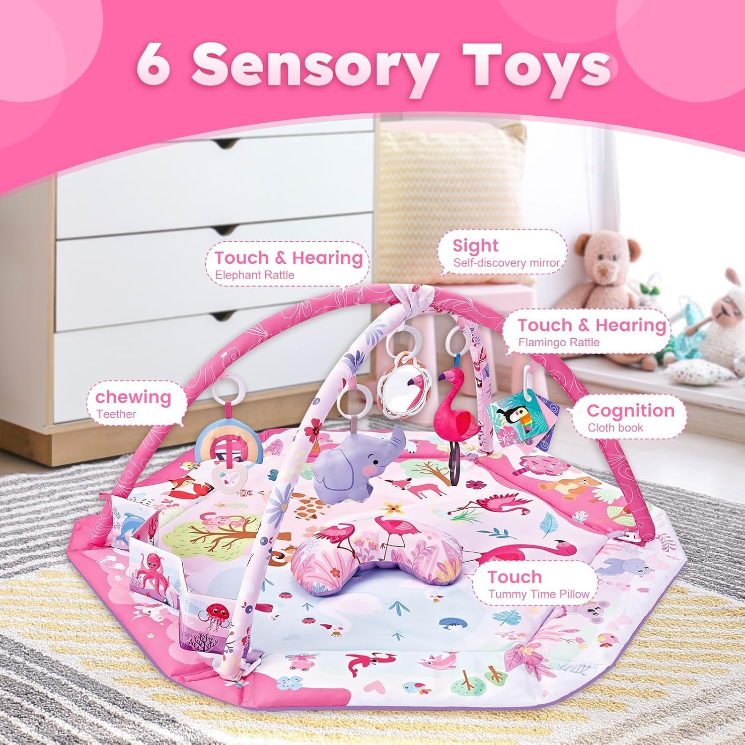 بساط لعب للصالة الرياضية للاطفال، بساط وقت البطن 8 في 1 مع حفرة كرات وألعاب قابلة للفصل لحديثي الولادة 0-3-6-9-12 شهر، بساط نشاط لعب قابل للغسل للبصرية، السمع، الحسية، تطوير الحركية 3 بساط لعب للصالة الرياضية للاطفال، بساط وقت البطن 8 في 1 مع حفرة كرات وألعاب قابلة للفصل لحديثي الولادة 0-3-6-9-12 شهر، بساط نشاط لعب قابل للغسل للبصرية، السمع، الحسية، تطوير الحركية - الصورة 3