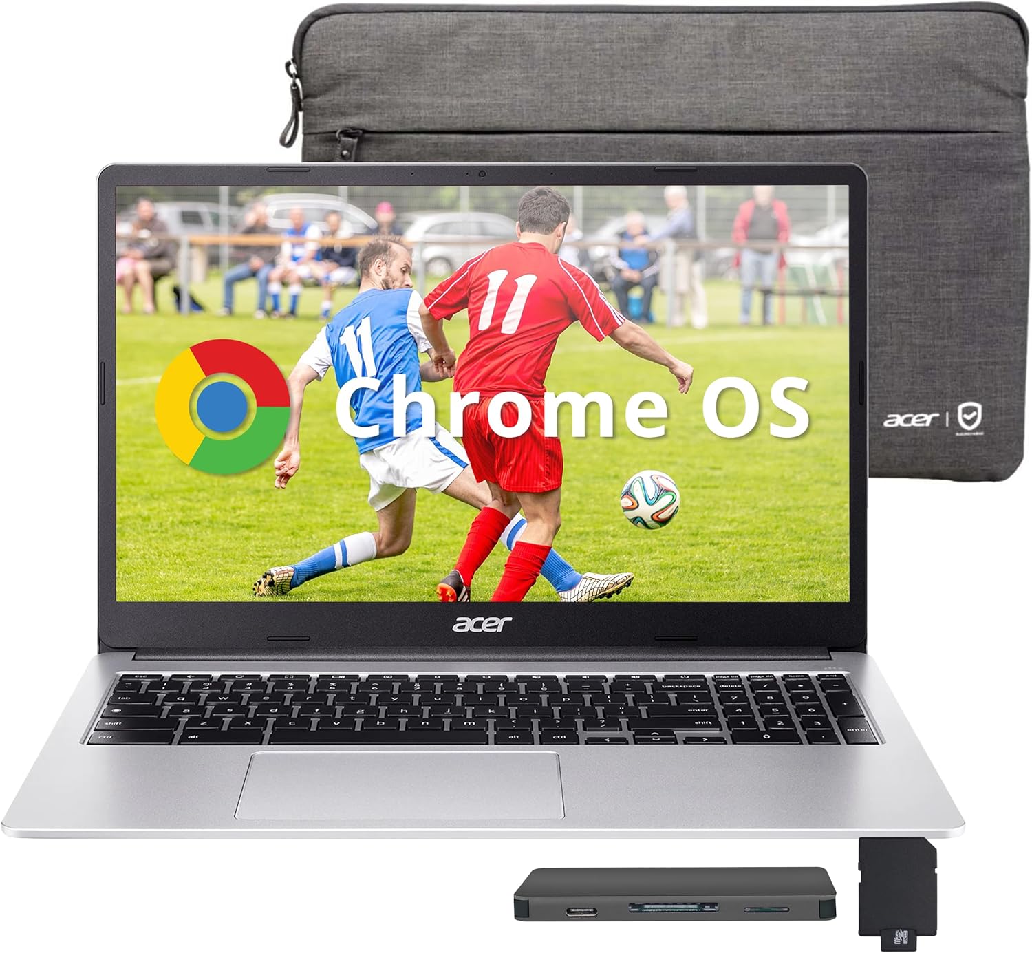 لابتوب كروم بوك 315 شاشة 15.6 بوصة FHD انتل سيليرون N4500 رام LPDDR4 4GB و224GB بطاقة ذاكرة اي ام ام سي 64GB + قاعدة شحن 160GB وبطاقة رسومات انتل UHD كاميرا ويب HD واي فاي 6 نظام كروم من ايسر، فضي 1 لابتوب كروم بوك 315 شاشة 15.6 بوصة FHD انتل سيليرون N4500 رام LPDDR4 4GB و224GB بطاقة ذاكرة اي ام ام سي 64GB + قاعدة شحن 160GB وبطاقة رسومات انتل UHD كاميرا ويب HD واي فاي 6 نظام كروم من ايسر، فضي