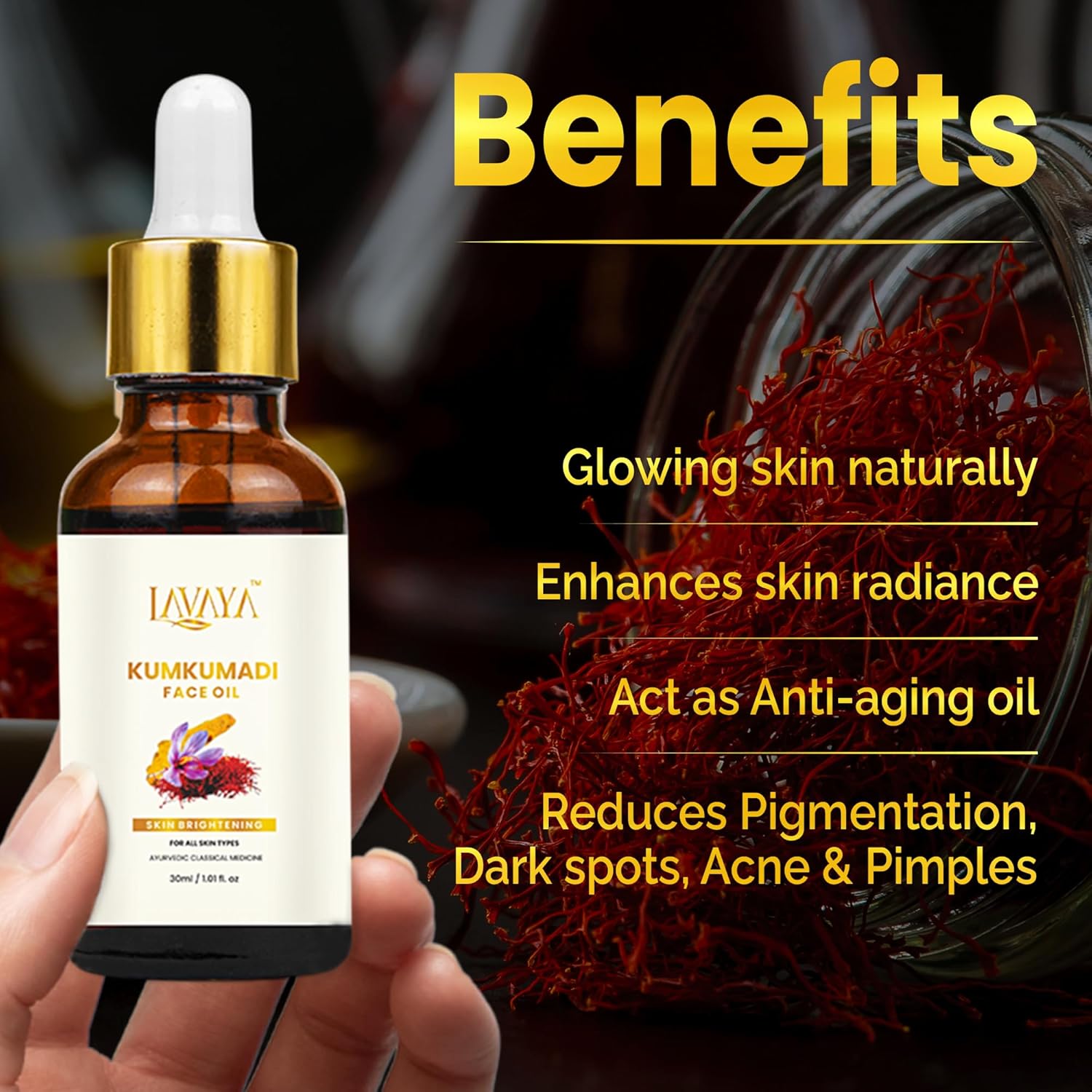 سيروم زيت كومكومادي تيلام لتبييض وتفتيح الوجه من لافايا ناتشورالز، زيت كومكومادي للوجه للبشرة المتوهجة، 30 مل 3 سيروم زيت كومكومادي تيلام لتبييض وتفتيح الوجه من لافايا ناتشورالز، زيت كومكومادي للوجه للبشرة المتوهجة، 30 مل - الصورة 3