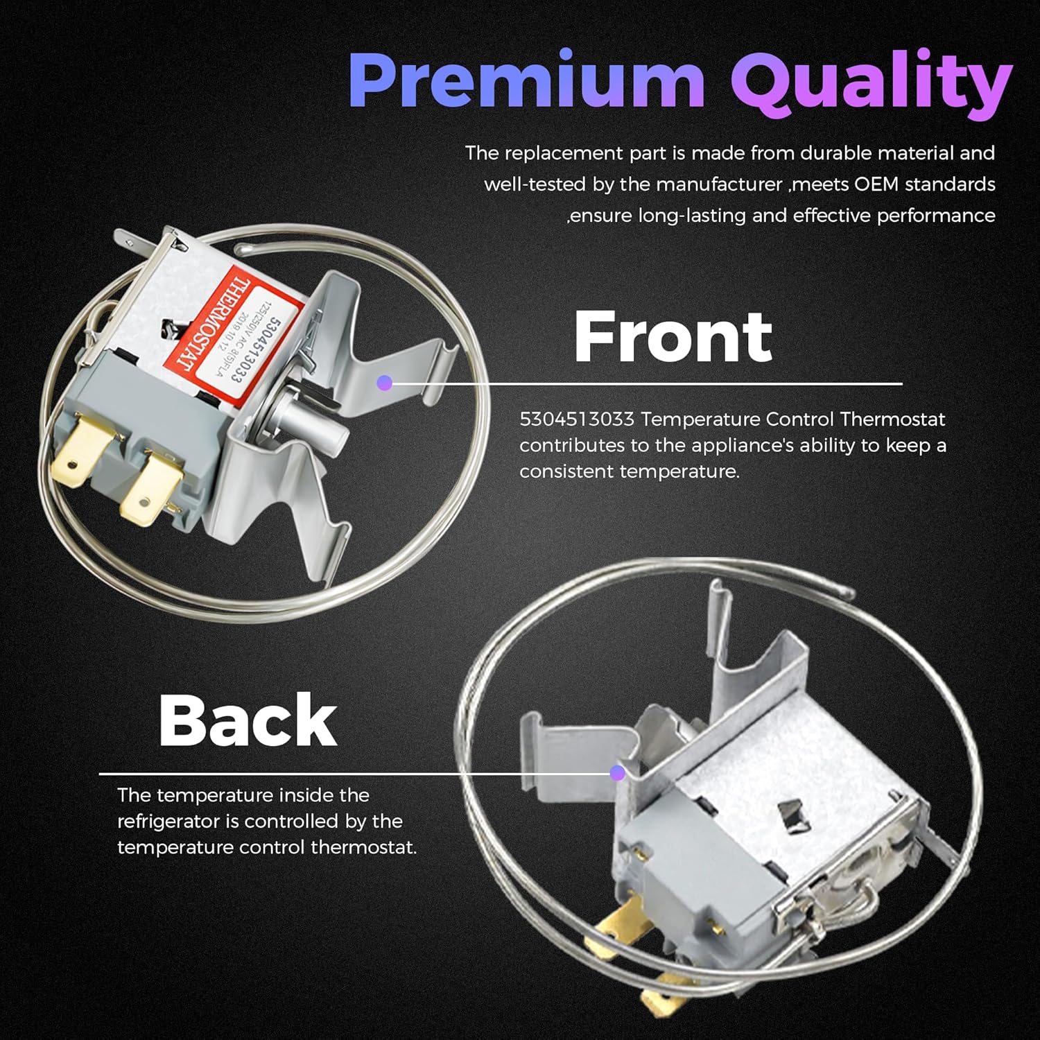 قطعة غيار لترموستات التحكم في درجة حرارة الثلاجة 5304513033 من ابلينسيميت متوافقة مع فريجيدير كينمور بديل 297216037 5304503436 216715200 297216033 4 قطعة غيار لترموستات التحكم في درجة حرارة الثلاجة 5304513033 من ابلينسيميت متوافقة مع فريجيدير كينمور بديل 297216037 5304503436 216715200 297216033 - الصورة 4