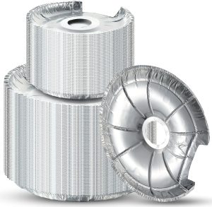 دريو 60 قطعة من اغطية الموقد الكهربائي، بطانات وعاء التنقيط من رقائق الالومنيوم للاستعمال مرة واحدة، بطانات شعلة دائرية 6.25 و8 انش للحفاظ على نظافة سطح الموقد من قطرات الزيت والطعام