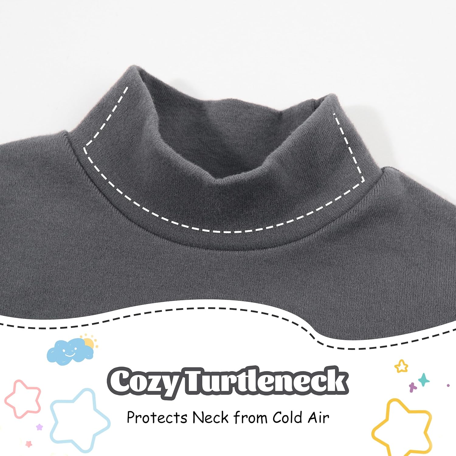 قمصان قطن باكمام طويلة وقبة مرتفعة للاطفال الاولاد والبنات من الجنسين، بلوفر حراري بلون سادة دافئ 5 قمصان قطن باكمام طويلة وقبة مرتفعة للاطفال الاولاد والبنات من الجنسين، بلوفر حراري بلون سادة دافئ - الصورة 5