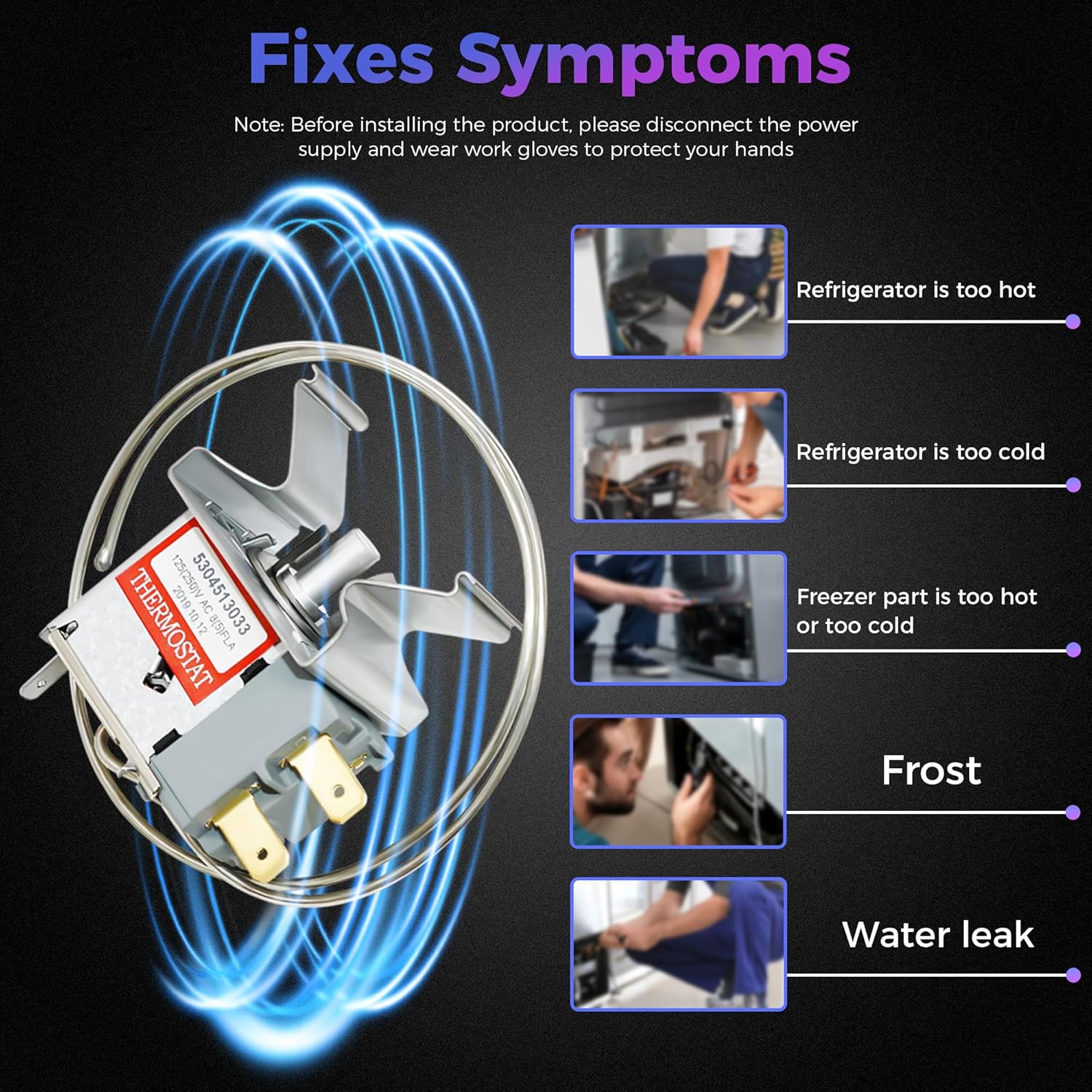 قطعة غيار لترموستات التحكم في درجة حرارة الثلاجة 5304513033 من ابلينسيميت متوافقة مع فريجيدير كينمور بديل 297216037 5304503436 216715200 297216033 3 قطعة غيار لترموستات التحكم في درجة حرارة الثلاجة 5304513033 من ابلينسيميت متوافقة مع فريجيدير كينمور بديل 297216037 5304503436 216715200 297216033 - الصورة 3