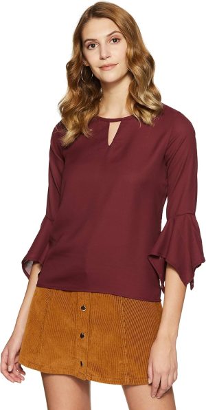 بلوزة بقصة عادية ولون واحد للنساء من كريف