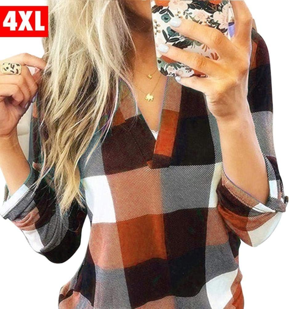 بلوزة نسائية طويلة الاكمام من الفلانيل كاروهات مثيرة بقبة V بلوزة طويلة منقوشة كاجوال باكمام ملفوفة ومربعات، مقاس S-5XL 2 بلوزة نسائية طويلة الاكمام من الفلانيل كاروهات مثيرة بقبة V بلوزة طويلة منقوشة كاجوال باكمام ملفوفة ومربعات، مقاس S-5XL - الصورة 2