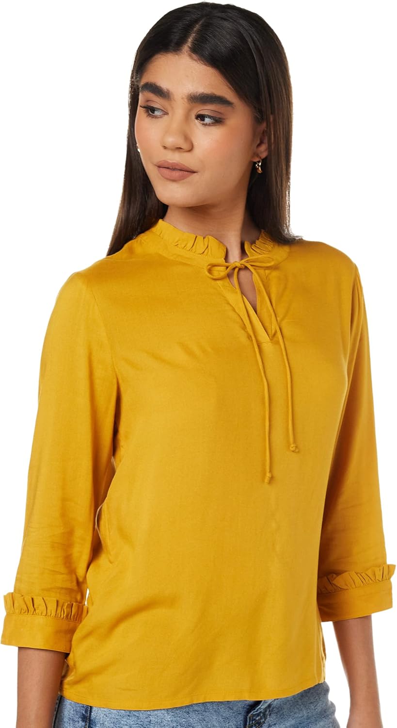 بلوزة بقصة عادية للنساء ولون سادة من أمازون براند - سيمبول 3 بلوزة بقصة عادية للنساء ولون سادة من أمازون براند - سيمبول - الصورة 3