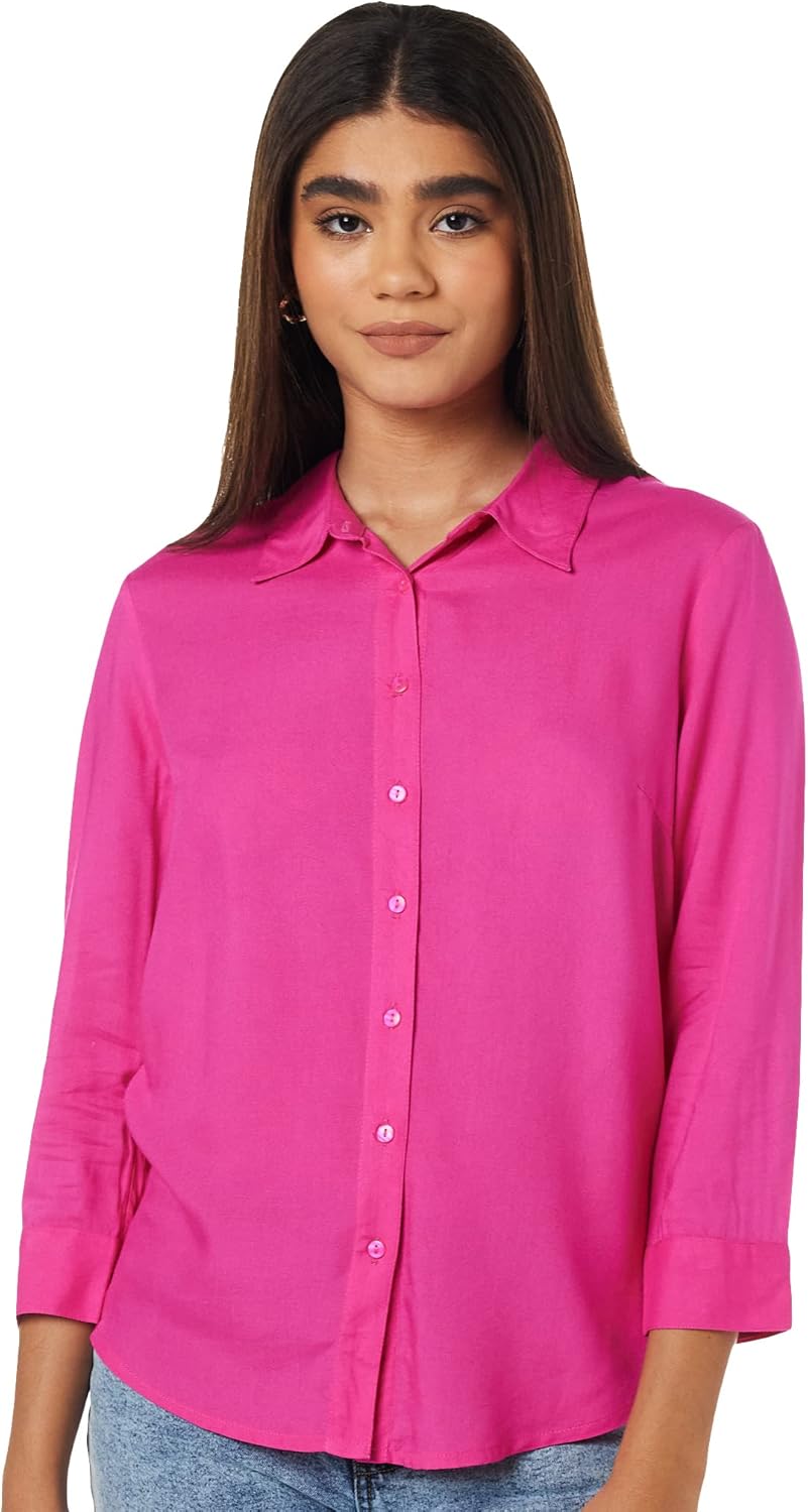 بلوزة بقصة عادية للنساء ولون سادة من أمازون براند - سيمبول 1 بلوزة بقصة عادية للنساء ولون سادة من أمازون براند - سيمبول