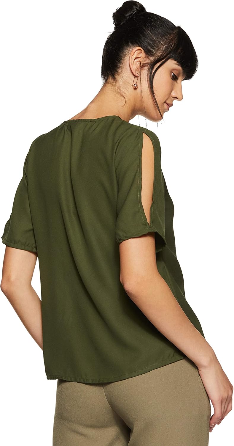 بلوزة بقصة عادية ولون واحد للنساء من كريف 2 بلوزة بقصة عادية ولون واحد للنساء من كريف - الصورة 2