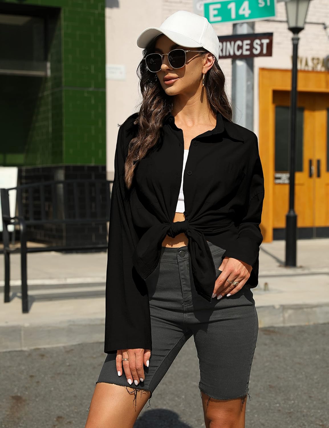 1765295167 قمصان نسائية كبيرة الحجم من الكتان باين ستور بلايز باكمام طويلة وقمصان بازرار بالاعلى والاسفل