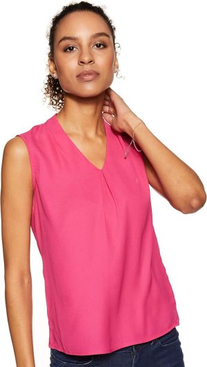 بلوزة بقصة عادية للنساء ولون سادة من علامة أمازون التجارية - سيمبول