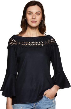 بلوزة بقصة عادية ولون واحد للنساء من كريف