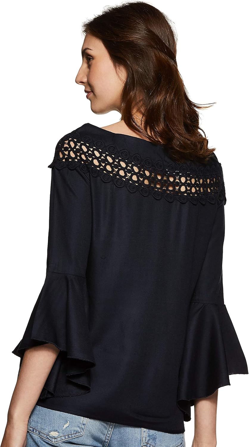 بلوزة بقصة عادية ولون واحد للنساء من كريف 2 بلوزة بقصة عادية ولون واحد للنساء من كريف - الصورة 2