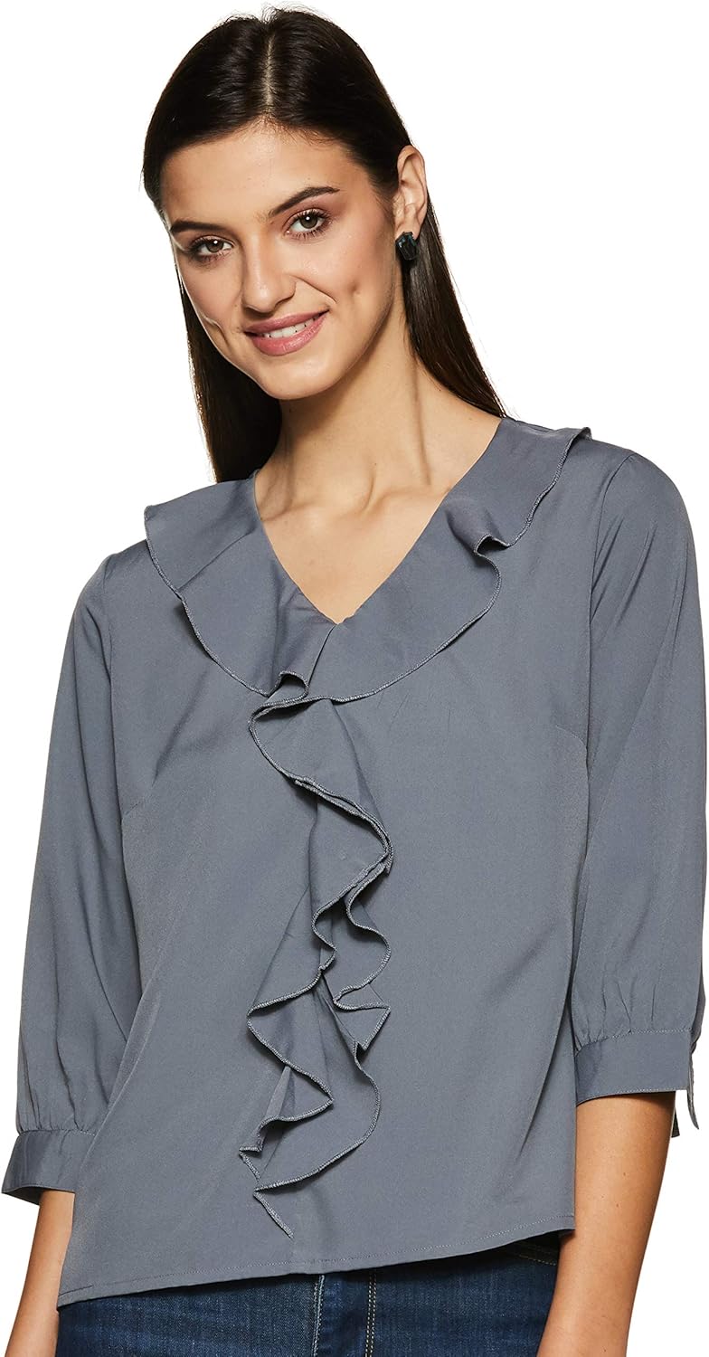 بلوزة بقصة عادية ولون واحد للنساء من كريف 1 بلوزة بقصة عادية ولون واحد للنساء من كريف