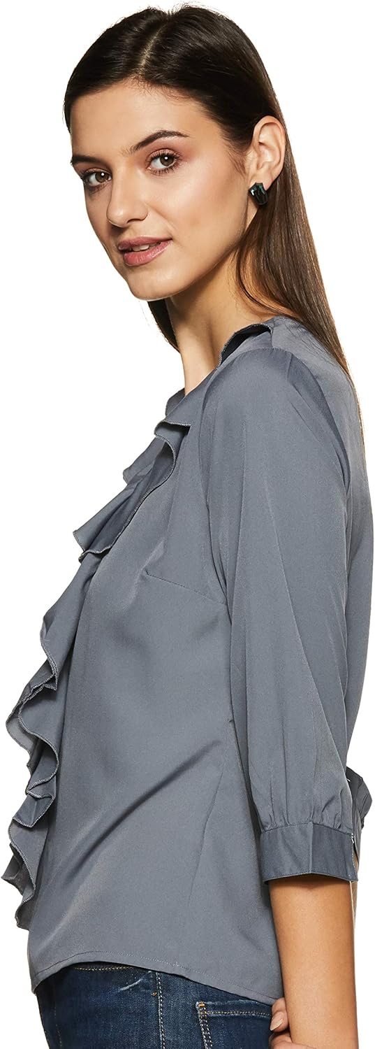 بلوزة بقصة عادية ولون واحد للنساء من كريف 3 بلوزة بقصة عادية ولون واحد للنساء من كريف - الصورة 3