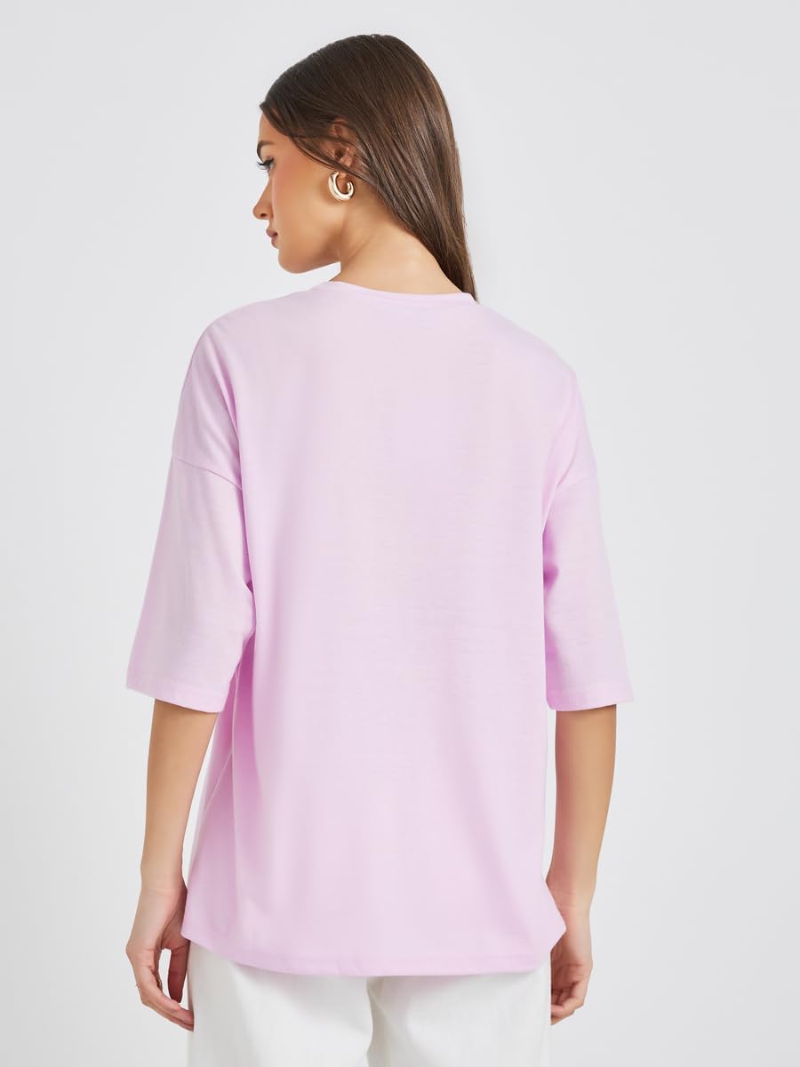 تي شيرت نسائي كبير الحجم برقبة دائرية مطبوع عليه رسومات من ستايلي 5 تي شيرت نسائي كبير الحجم برقبة دائرية مطبوع عليه رسومات من ستايلي - الصورة 5