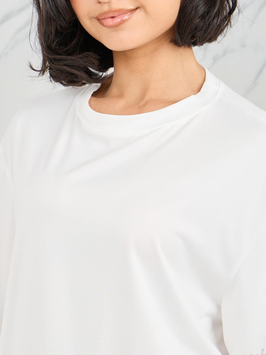 تيشيرت طويل سادة بمقاس كبير للنساء من ستايلي 3 تيشيرت طويل سادة بمقاس كبير للنساء من ستايلي - الصورة 4