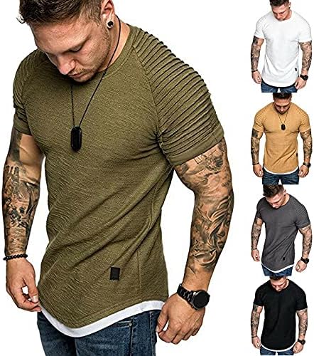 تي شيرت رجالي Ancoree بأكمام قصيرة ورقبة دائرية كاجوال سادة عضلات سادة قميص صيفي أساسي جديد (اللون: أخضر، المقاس: L) 3 تي شيرت رجالي Ancoree بأكمام قصيرة ورقبة دائرية كاجوال سادة عضلات سادة قميص صيفي أساسي جديد (اللون: أخضر، المقاس: L) - الصورة 3