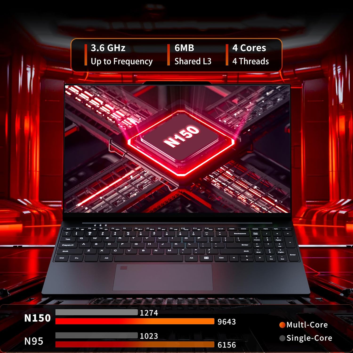 2025 Laptop, 15.6 inch Laptops with N150 Processor(Beat to i3-1115G4, up to 3.6GHz), Gaming Laptop 16GB RAM 512GB SSD, Laptops Computer Metal Shell, Fingerprint Unlock, MINI HDMI 100W Webcam Numpad 2 2025 Laptop, 15.6 inch Laptops with N150 Processor(Beat to i3-1115G4, up to 3.6GHz), Gaming Laptop 16GB RAM 512GB SSD, Laptops Computer Metal Shell, Fingerprint Unlock, MINI HDMI 100W Webcam Numpad - الصورة 2