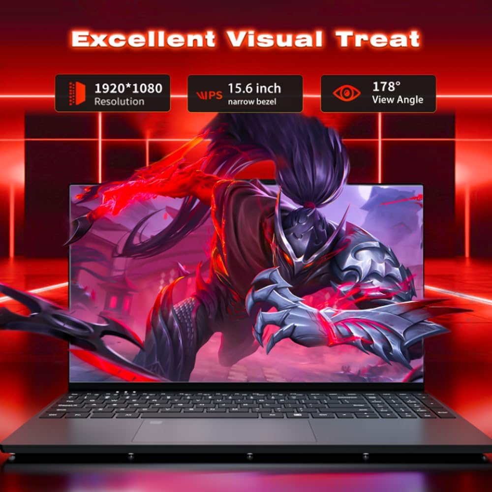 2025 Laptop, 15.6 inch Laptops with N150 Processor(Beat to i3-1115G4, up to 3.6GHz), Gaming Laptop 16GB RAM 512GB SSD, Laptops Computer Metal Shell, Fingerprint Unlock, MINI HDMI 100W Webcam Numpad 4 2025 Laptop, 15.6 inch Laptops with N150 Processor(Beat to i3-1115G4, up to 3.6GHz), Gaming Laptop 16GB RAM 512GB SSD, Laptops Computer Metal Shell, Fingerprint Unlock, MINI HDMI 100W Webcam Numpad - الصورة 4