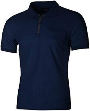 تي شيرت كاجوال للرجال من انكوري بقبة مطوية لاسفل وسحاب ولون سادة للتدريب على كمال الاجسام (اللون: كحلي، المقاس: XXL)