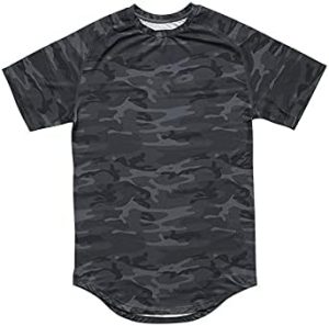 تي شيرت Ancoree رجالي عصري مموه سريع الجفاف تي شيرت صيفي جديد مطبوع بأكمام قصيرة للرجال رياضة اللياقة البدنية برقبة دائرية (اللون: أسود، المقاس: X-Large)