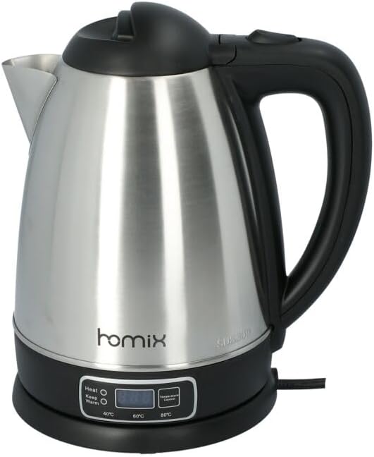 غلاية كهربائية 1830 واط بتحكم رقمي بلون فضي وأسود سعة 1.8 لتر من هوميكس، فضي وأسود 2 غلاية كهربائية 1830 واط بتحكم رقمي بلون فضي وأسود سعة 1.8 لتر من هوميكس، فضي وأسود - الصورة 2