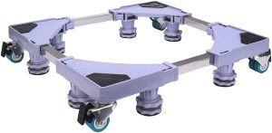 حامل ثلاجة صغير من ميدلا: قاعدة غسالة قابلة للتعديل، حامل غسالة ومجفف مع عجلات دوارة 4 × 2 و8 اقدام قوية تحمل حتى 500 كجم للغسالة، ابيض