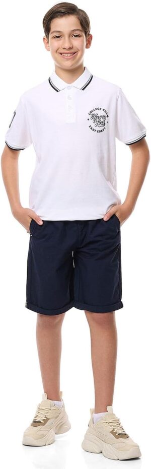 تيشيرت 325-0145TB116-6 كلاسيك للأولاد من ار اند بي، أبيض (Ivory)