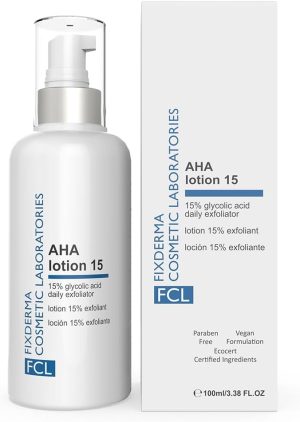 لوشن اها 15 من اف سي ال يرطب البشرة وينعم الجفاف لتفتيح والبرق 100 مل جاف