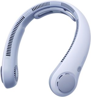 جيزليف مروحة رقبة محمولة مطورة، مروحة شخصية لدعم الرقبة بدون استخدام اليدين، 5 سرعات قابلة للتعديل، مروحة بدون شفرات 3900mAh، مروحة هادئة قابلة لاعادة الشحن، هدايا للنساء والرجال - ازرق صني، 75.7 واط