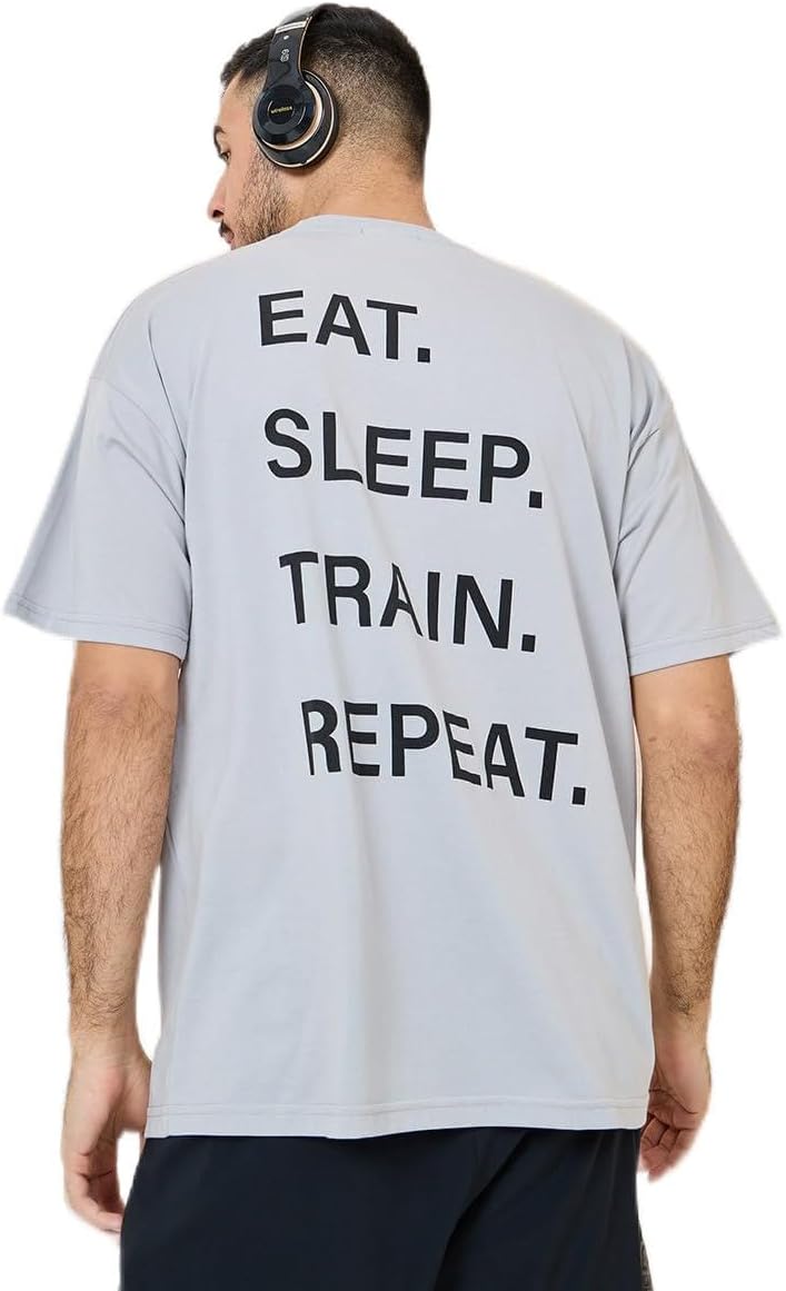 تيشيرت رجالي كبير الحجم بشعار خلفي من ستايلي