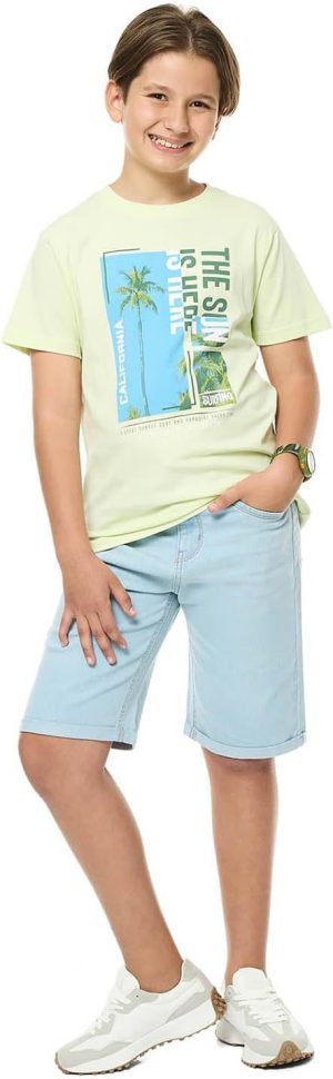 R&B Boys 325-0777TB100-1 Printed T-Shirt with Crew Neck and Short Sleeves