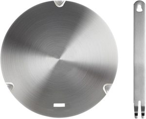 لوحة توصيل حراري لموقد الغاز حصيرة موقد الحث محول من الستانلس ستيل مع مقبض ازالة اواني طهي القهوة والحليب دائرية للطهي الحراري للموقد الحثي 87 انش نالاكال