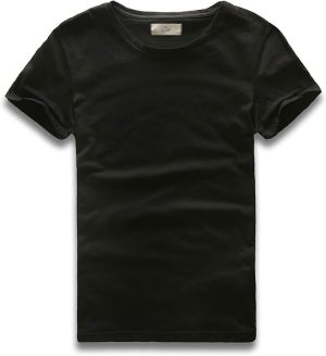 تي شيرت Ancoree سادة للرجال طاقم الرقبة قصيرة الأكمام الأعلى ذكر صالح صالح للرجال الرجعية تي شيرت الملابس (اللون: أسود، الحجم: L)