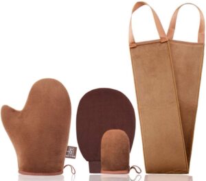 Self Tanning Mitt Applicator Kit, With Back Lotion Applicators For Your Back, Exfoliator Glove and Finger Face Mitt