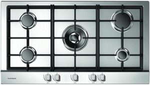 موقد غاز مدمج من الفولاذ المقاوم للصدأ مع 5 شعلات من طومسون، مقاس 90 سم