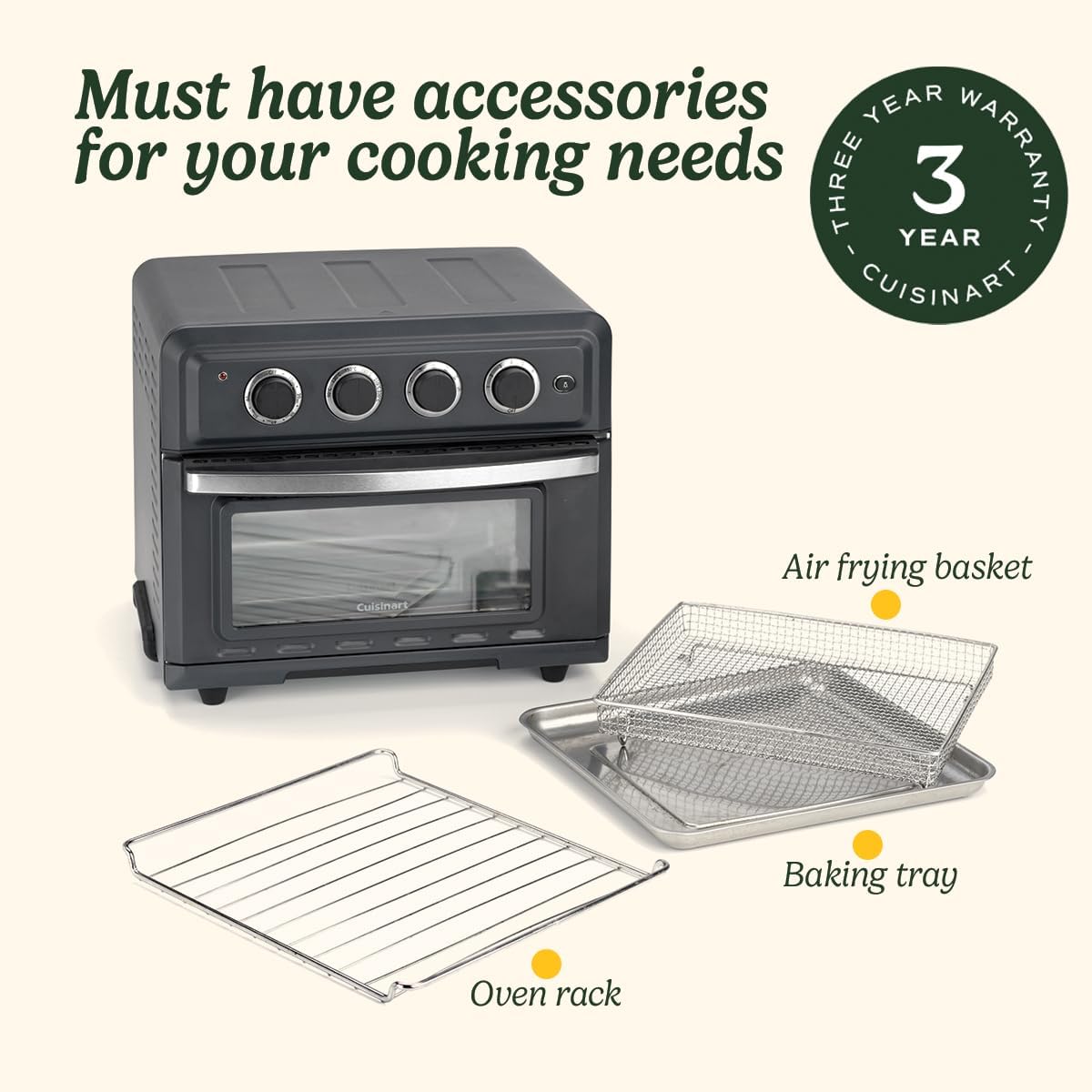 كويزنارت فرن صغير للقلاية الهوائية 7 وظائف للقلي الهوائي التحميص الخبز المحمص والحفاظ على الدفء رمادي داكن TOA60U 1630.0 واط 6 كويزنارت فرن صغير للقلاية الهوائية 7 وظائف للقلي الهوائي التحميص الخبز المحمص والحفاظ على الدفء رمادي داكن TOA60U 1630.0 واط - الصورة 6