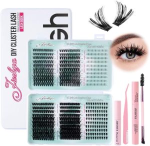 مجموعة وصلات رموش صناعية ذاتية الصنع، مجموعة رموش صناعية مكونة من 560 قطعة، مجموعة رموش فردية مجعدة على شكل حرف D مع رباط وختم للرموش وملقط وفرشاة لازالة الرموش وكتب الرموش بنفسك في المنزل