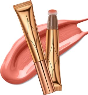 عصا بلش بيوتي، قلم بلشر سائل للوجه مع اداة توزيع وسادة، لمسة نهائية طبيعية غير لامعة ناعمة تدوم طويلا، قلم بلش كريمي فائق النعومة قابل للمزج