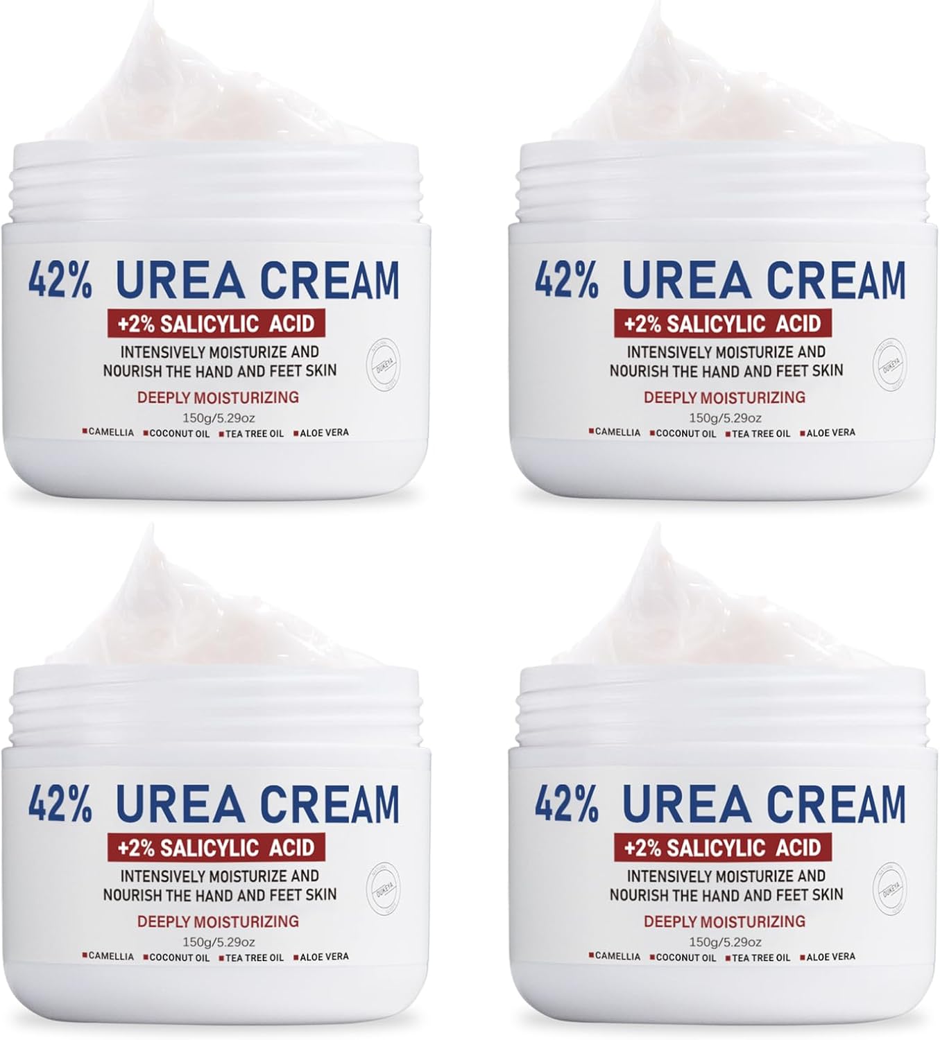 OUKEYA Urea Cream 42% plus Salicylic Acid 2% Net 5.29 Oz for Dry Cracked Feet,Heels,Knees,Elbows,Hands Repair Treatment Moisturizes and Removes Corns,Calluses,Dead Skin,and Softens Toenails Pack of 4