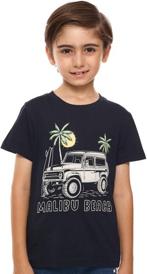 تيشرت مطبوع برقبة دائرية ضيقة واكمام قصيرة للاولاد 325-0957KB237-1