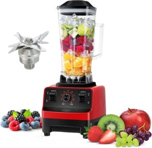 صانع عصير ابريق الخلاط مع 2 لتر خال من BPA، خلاط كهربائي للعصير والميلك شيك، الة خلاط كسارة الثلج 1350 وات مع ابريق زجاجي، 9 سرعات قابلة للتعديل، حاوية طعام، 48000 دورة في الدقيقة، مجموعة 1