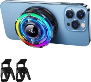 مبرد موبايل للالعاب من ماج-سيف، مروحة تبريد للايفون والطقس الحار، مروحة تبريد محمولة بالوان الفضاء اللوني ار جي بي، مروحة تبريد للجوال، لاجهزة ايفون/اندرويد