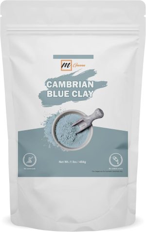 الطين الأزرق الكمبري الطبيعي بنسبة 100% من ماجانا لأقنعة الوجه والكريمات ولفائف الجسم والقشور الناعمة والتقشير وشد البشرة وصناعة الصابون 454 جم، من ام غانا