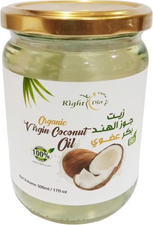 زيت جوز الهند البكر العضوي من رايت دايت، 500 غرام