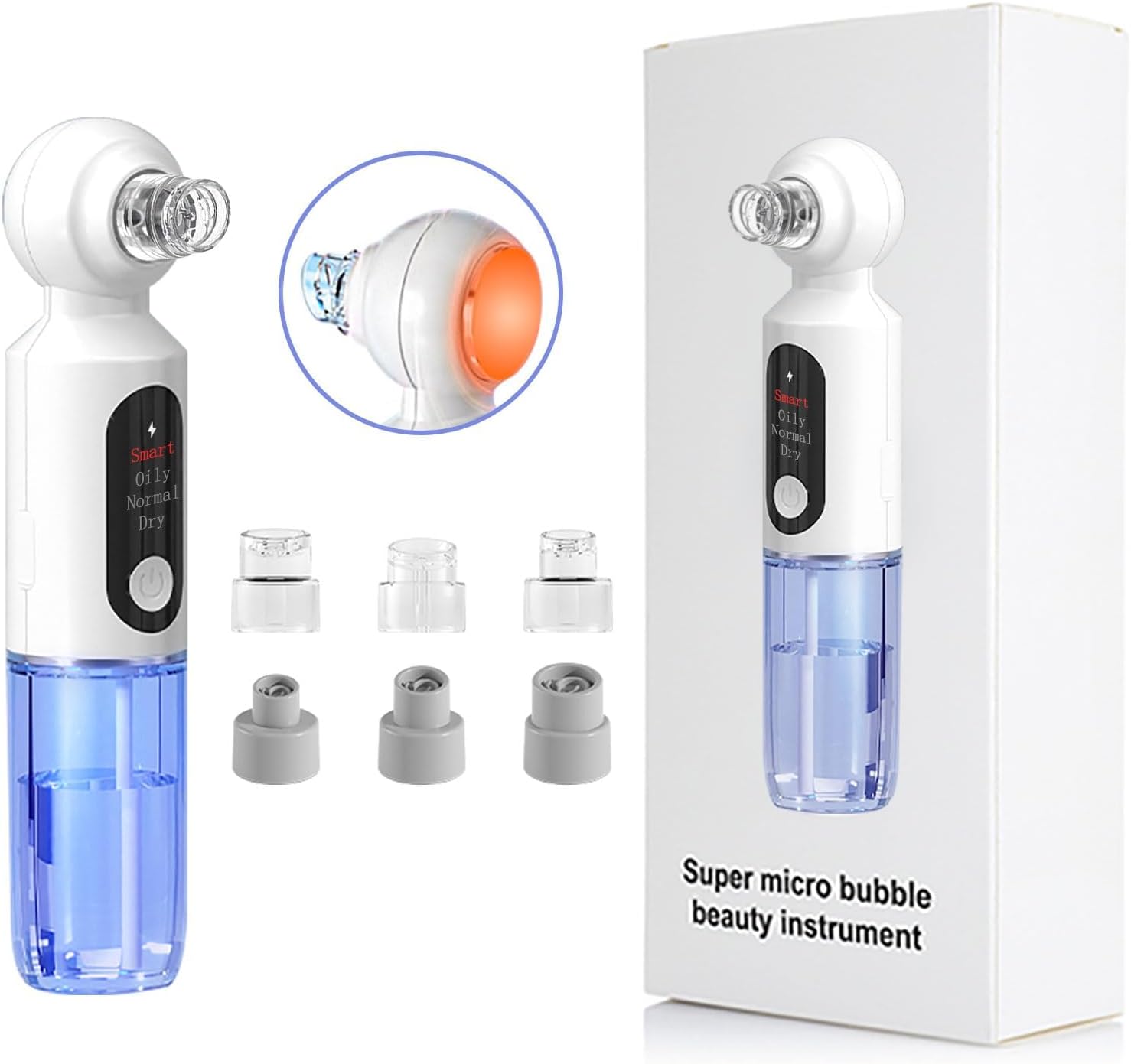 مزيل الرؤوس السوداء بتفريغ الهواء من نالاكال، احدث مسام الوجه المائية مع ضغط ساخن لدورة المياه، 6 رؤوس شفط و3 تروس قابلة للتعديل، الة تنظيف عميق للمسام، جهاز تجميل للرجال والنساء