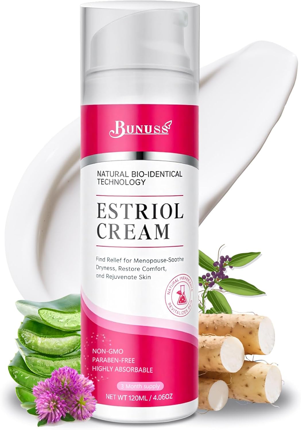 كريم وجه استريول للنساء من بونوس: كريم مرطب طبيعي متطابق بيولوجيًا مع اليام البري للتوازن الهرموني ويرطب البشرة ويشدها وينشطها، 4.06 اونصة سائلة (تكفي 3 اشهر)