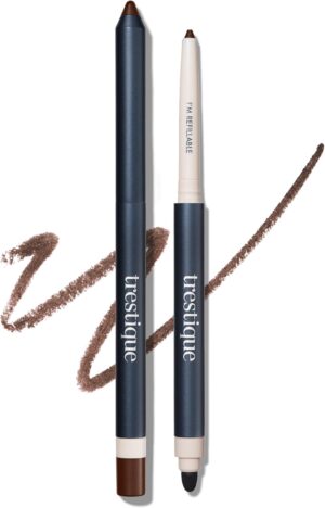 تريستيك قلم تحديد عيون قابل لاعادة الملء مع اداة تلطيخ ومبراة مدمجة، قلم تحديد عيون كلين بيوتي، قلم تحديد عيون 2 في 1 مستدام